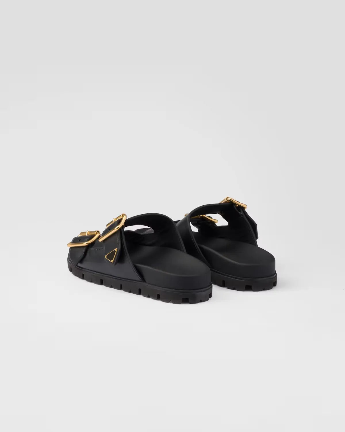 Zwarte slide sandalen met gouden gespen - Bakkermode.nl
