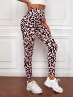 Roze luipaardprint leggings - Bakkermode.nl