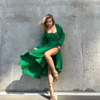 Jurk met lange mouwen en split - Bakkermode.nl