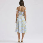 Off-shoulder bloemenjurk met split - Bakkermode.nl