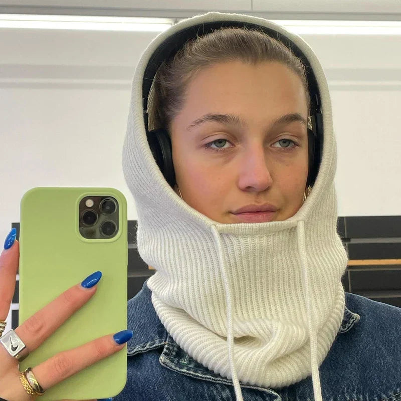 Balaclava hoodie - stijlvolle gebreide dames sjaal met capuchon