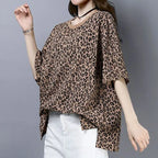 Oversized luipaardprint blouse - Bakkermode.nl