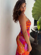 Strapless maxi-jurk met kleurrijke luipaardprint - Bakkermode.nl