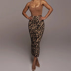 Luipaardprint bodycon maxi rok - Bakkermode.nl