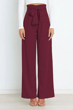 Brede leg trousers - hoge taillebroek met strikdetail voor een chique look