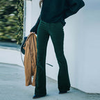 Flared corduroy broek - dames broek met stretch en elegante pasvorm - Bakkermode.nl