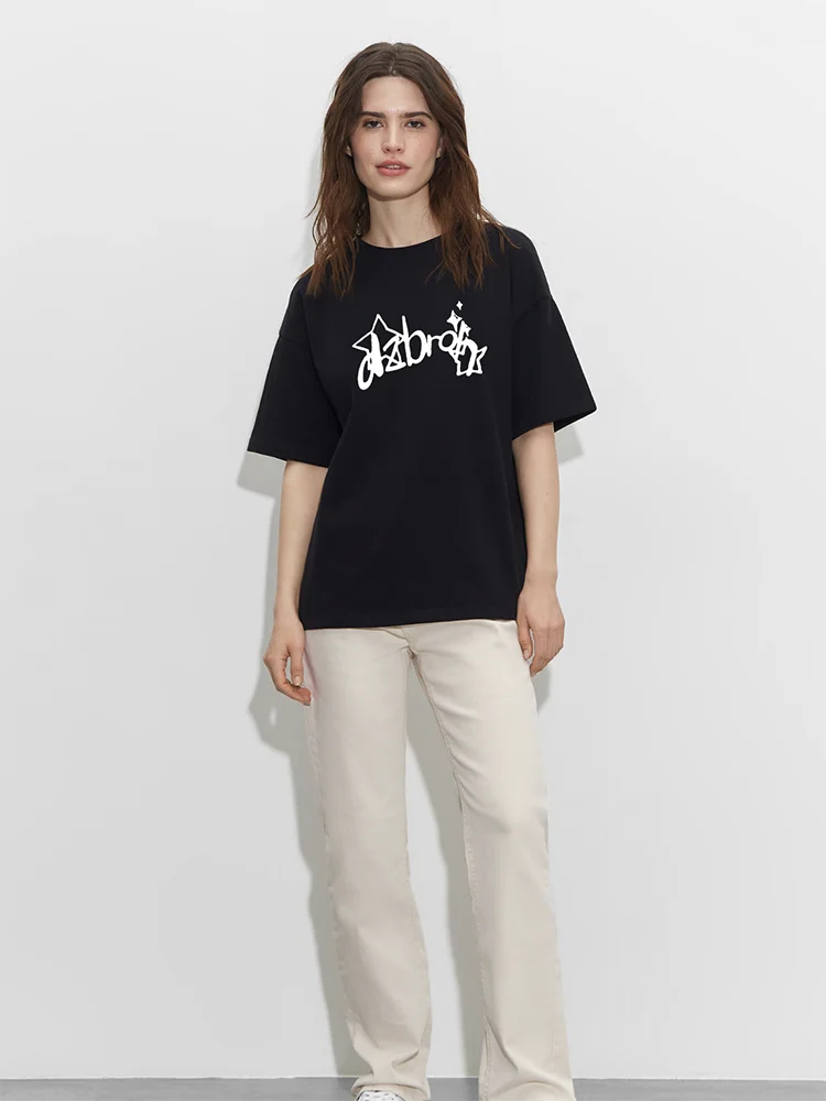 Trendy t-shirt met grafische print - Bakkermode.nl