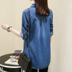 Denim blouse - stijlvolle lange dames top
