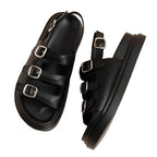 Zwarte sandalen met drie gespen - Bakkermode.nl