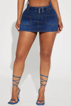 Denim mini rok met riem - Bakkermode.nl