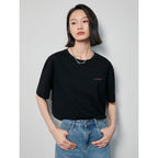 Oversized zwart t-shirt jurk met 'what?' print - Bakkermode.nl