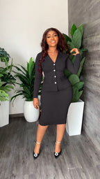 2-delige elegante damesoutfit - bijpassende blazer en kokerrok