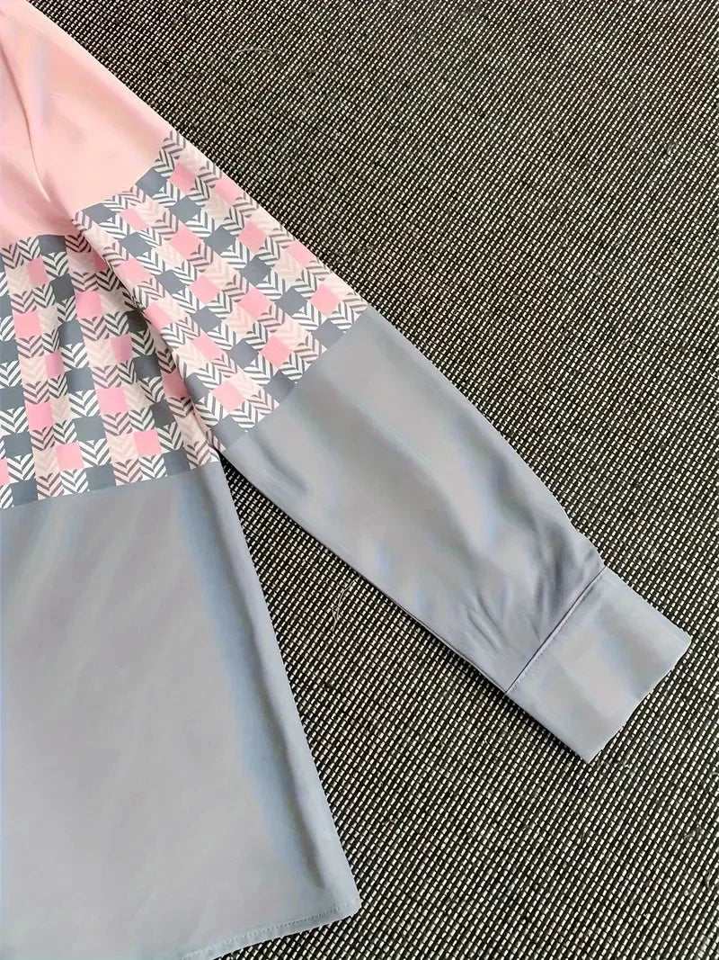 Blouse met kleurblokken en ruitpatroon - Bakkermode.nl