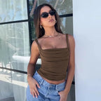 Bruine gerimpelde top - Bakkermode.nl