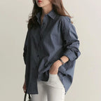 Gestreepte oversized blouse - Bakkermode.nl