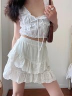 Geborduurde rok met ruches - Bakkermode.nl