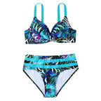 2-delige hoge taille bikini set - tropical leaf print dames zwemkleding