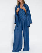 2-delige linnen wijde broek en vest - stijlvolle dames zomeroutfit