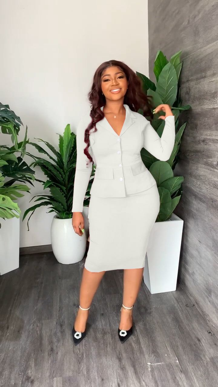 2-delige elegante damesoutfit - bijpassende blazer en kokerrok