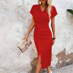 Mouwloze wikkeljurk - stijlvolle midi outfit voor dames