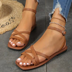 Bruine sandalen met kruisbande en enkelband - Bakkermode.nl