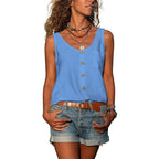 Dames knopen-tanktop - mouwloze top voor de zomer