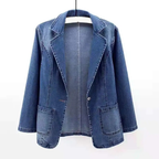 Denim blazer - stijlvolle damesjas in blauw - Bakkermode.nl