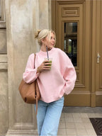 Roze gebreide trui voor dames - comfortabele en stijlvolle casual knitwear - Bakkermode.nl