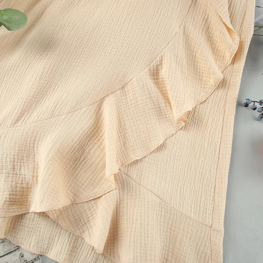 Romantische maxi-jurk met ruches - Bakkermode.nl