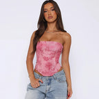 Roze strapless korset top - Bakkermode.nl