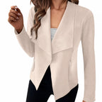 Dames suede blazer - stijlvolle open voorkant jas voor elke gelegenheid