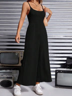 Dames jumpsuit met chique wijde pijpen - casual zwart zomermode voor elke gelegenheid