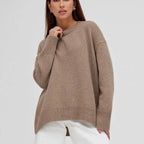 Oversized crème kasjmier trui - dames gebreid top