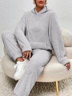 2-delige teddy tracksuit set - ultra-zachte dames loungewear met capuchon