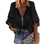 Chiffon blouse - moderne dames top met rits