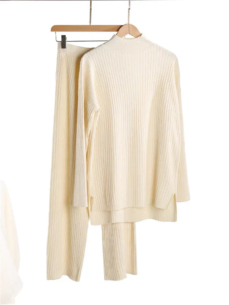 2-delige loungewear set - gebreide dames trui en broek - Bakkermode.nl