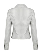 Grijs gestreepte blouse voor dames - tijdloze stijl