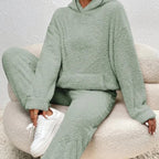 2-delige teddy tracksuit set - ultra-zachte dames loungewear met capuchon