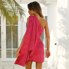 Eén-schouder jurk - elegante dames satin mini jurk