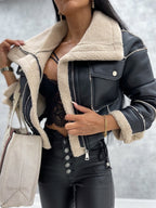 Faux leren bikerjack - trendy dames winterouterwear - Bakkermode.nl