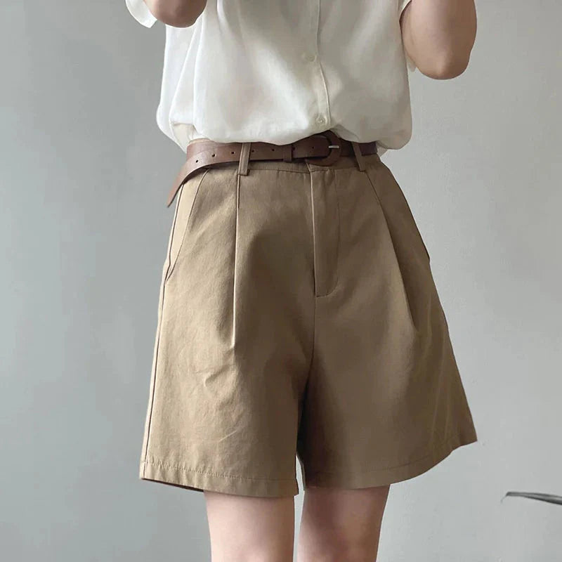 Comfortabele katoenen hoge taille shorts - Bakkermode.nl