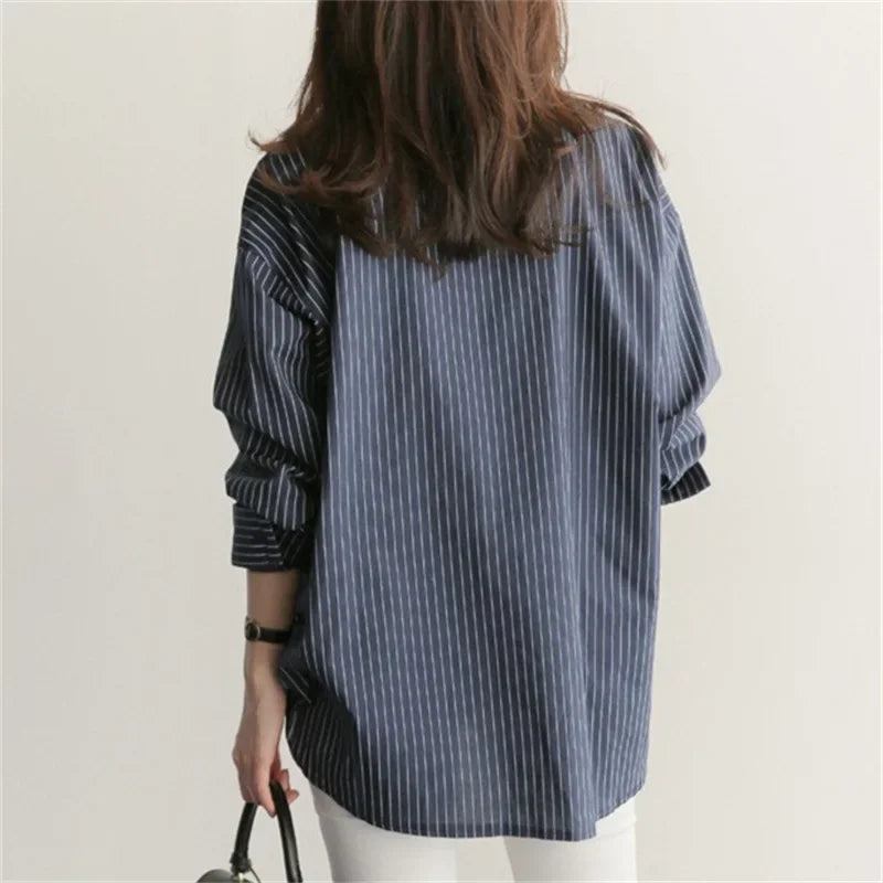 Gestreepte oversized blouse - Bakkermode.nl
