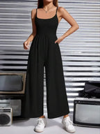 Dames jumpsuit met chique wijde pijpen - casual zwart zomermode voor elke gelegenheid