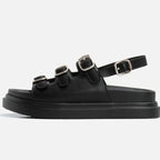 Zwarte sandalen met drie gespen - Bakkermode.nl