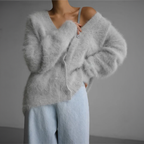 Oversized dames vest van mohair - zachte knoopsluiting - Bakkermode.nl