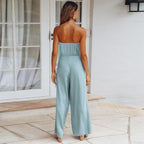2-delige lichtblauwe jumpsuit - trendy dames co-ord set