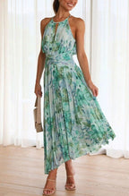 Lichtgroene bloemen maxi jurk - elegante zomermode voor dames