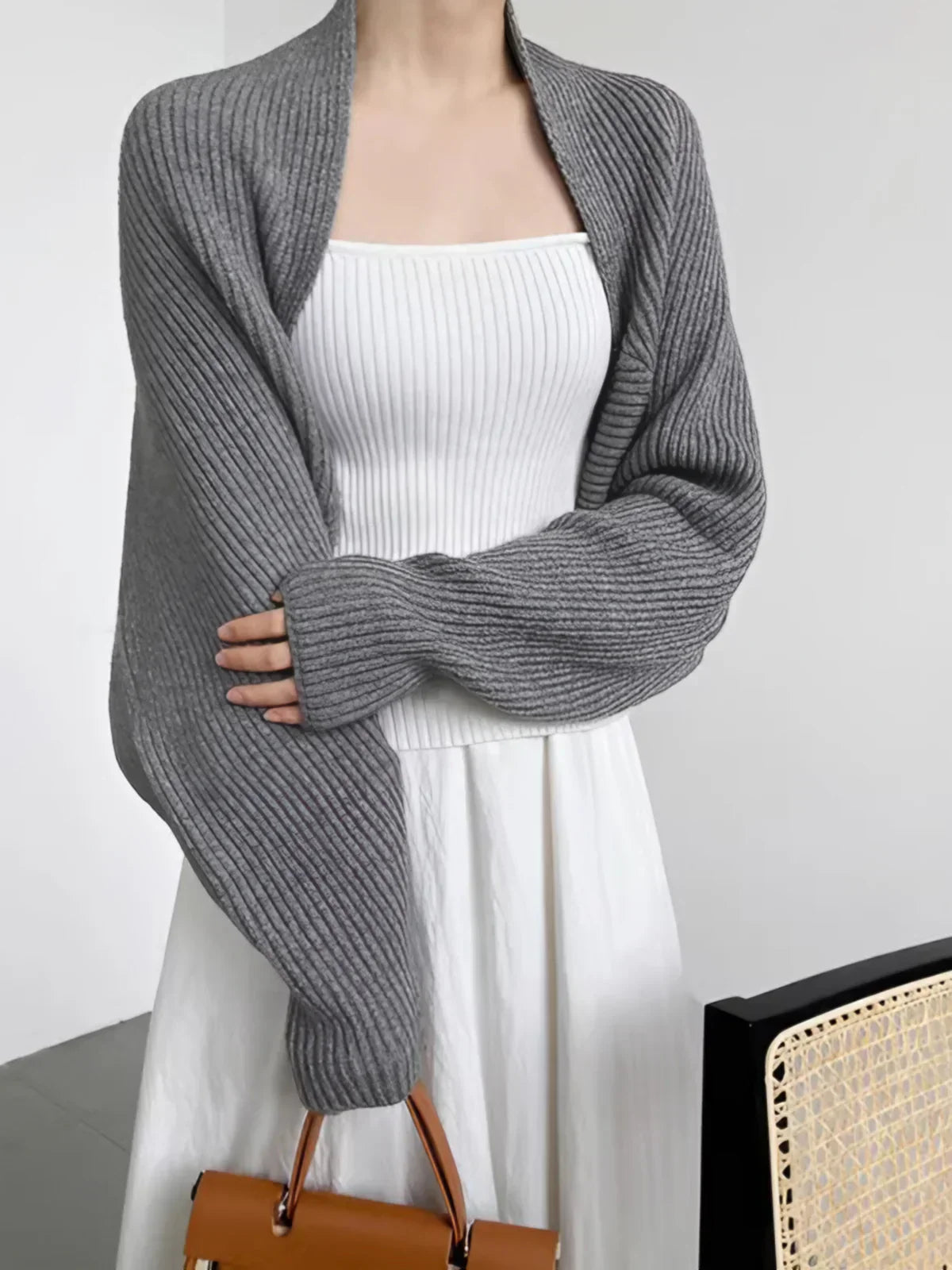 Open shrug pullover - gezellige damestrui