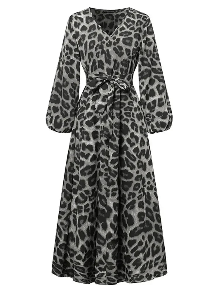 Lange luipaardprint jurk - Bakkermode.nl