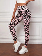 Roze luipaardprint leggings - Bakkermode.nl